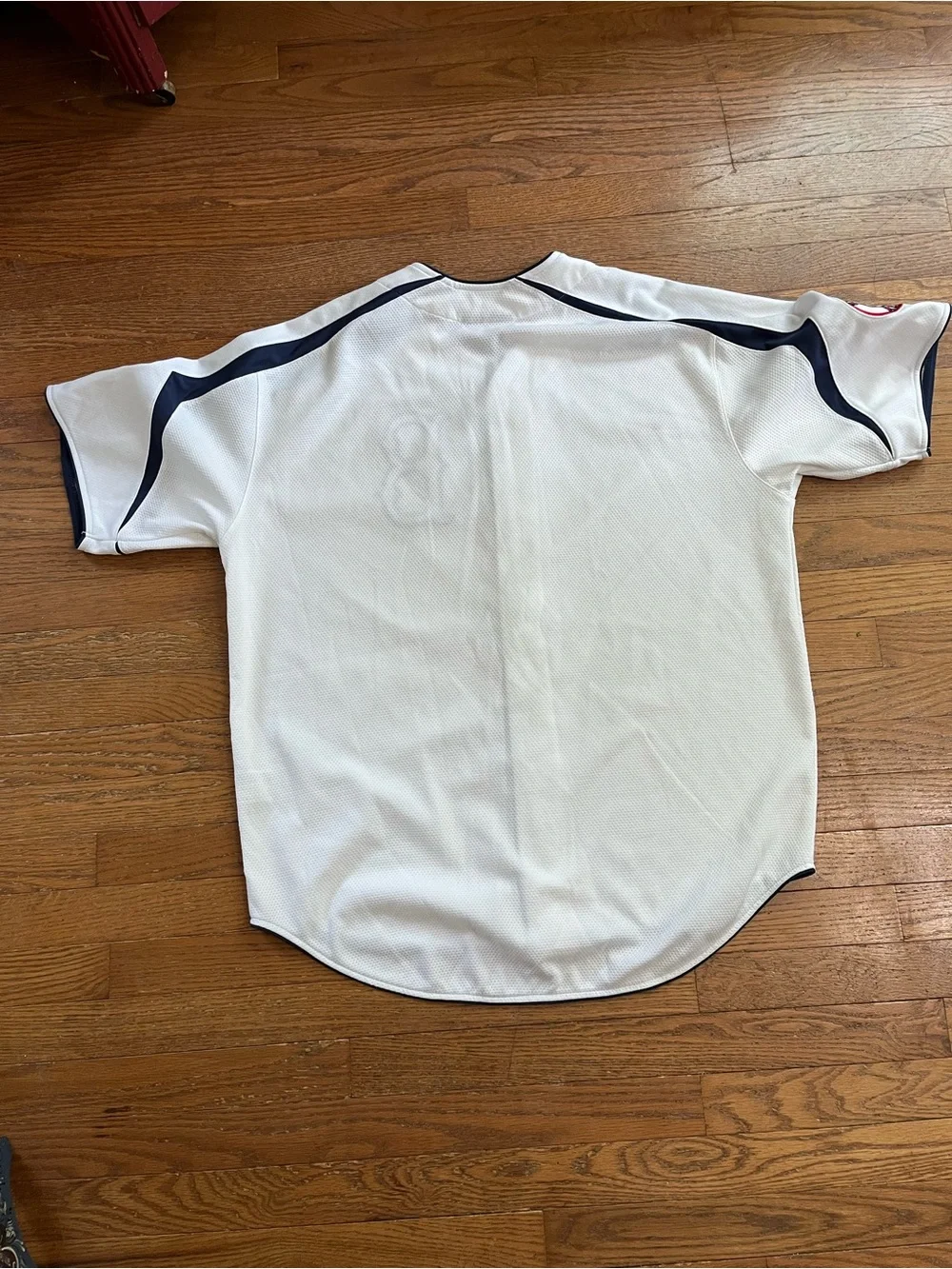 Nike White, Red & Navy Boston 'B' Baseball Jersey